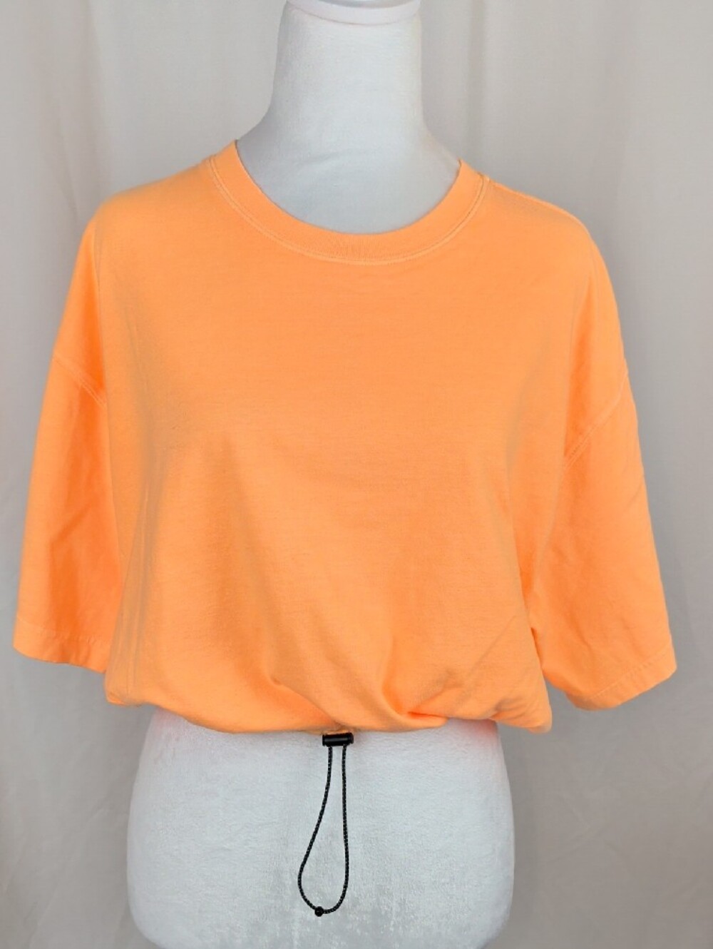 Tna Aritzia Neon Orange Cinched Drawstring Waist T-Shirt Top Cotton S